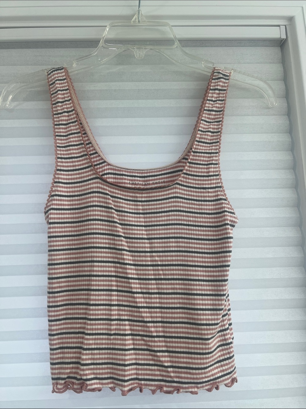 Hollister Striped Ribbed Tank Top in Pink, Brown, and Cream